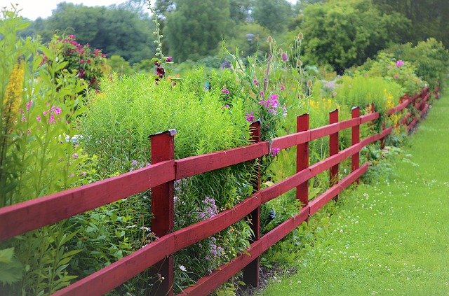 dřevěný plot na zahradě