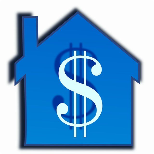 modrý dům se symbolem dolaru